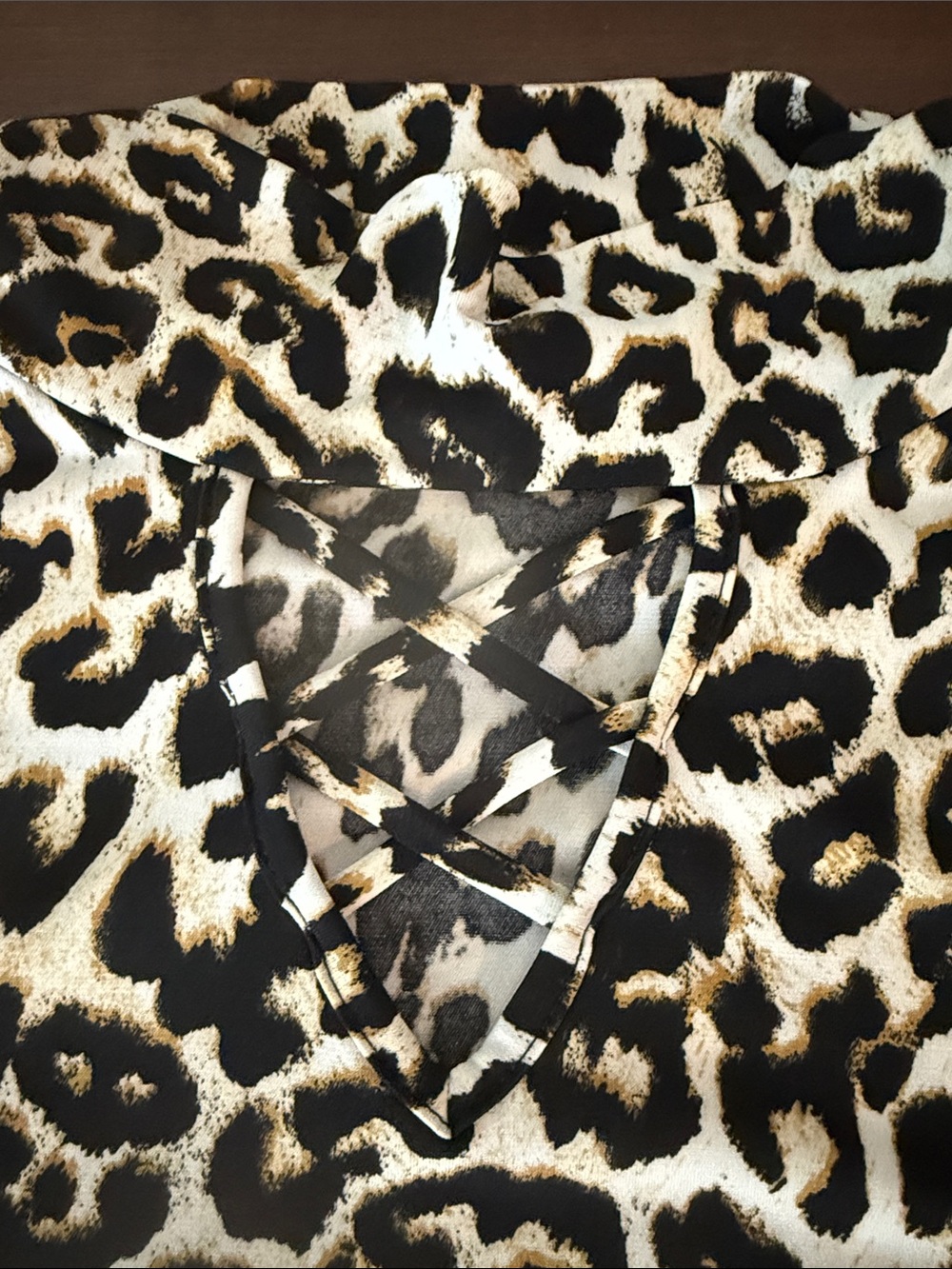 Lace-Up Leopard Print Blouse in Black & Cream - Picture 4 of 4